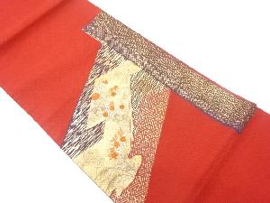 金彩斜線に草花・古典柄模様刺繍袋帯